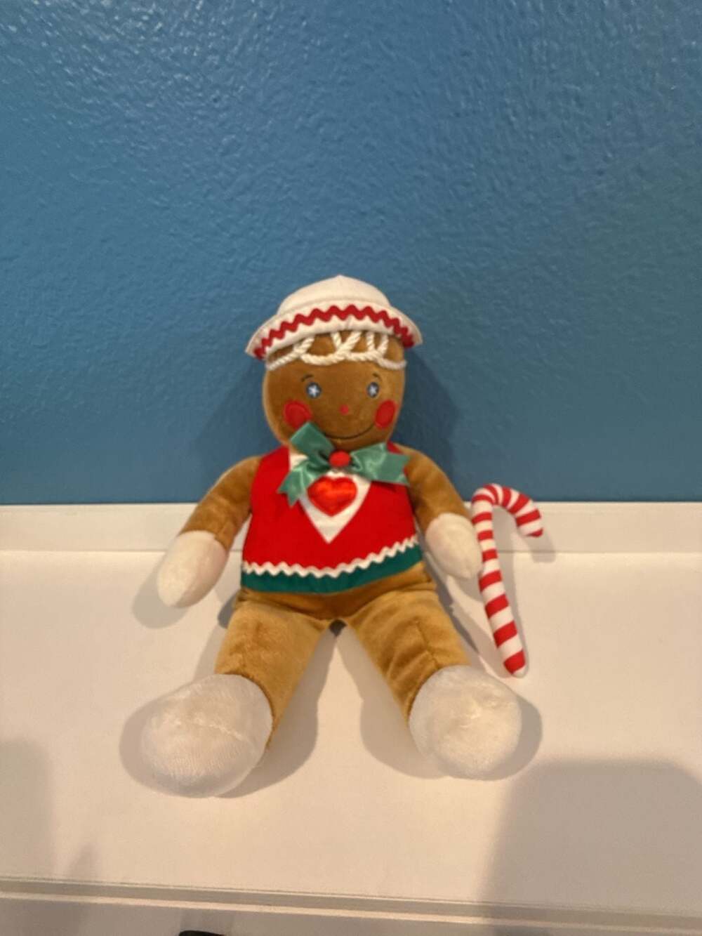 Vintage 1990 Target Gingerbread Boy Plush Stuffed Doll with Candy Cane